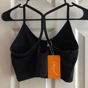 Yoga Active top Workout Sport Bra Racer Black sz L